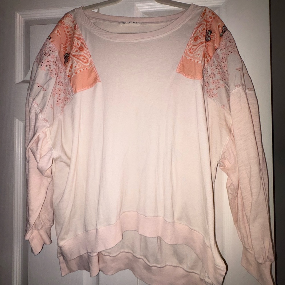 We The Free Pink and Cream Sweatshirt
